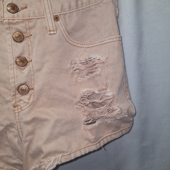 Abercrombie&fitch button fly distressed shorts size 0 - Picture 3 of 6